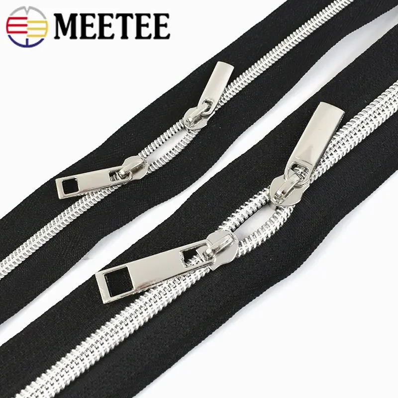 Meetee 10/20 pz 3 #5 # cursori con cerniera per cerniere in Nylon vestiti giacca Zip Puller zaino Zips Kit di riparazione della testa accessorio per cucire