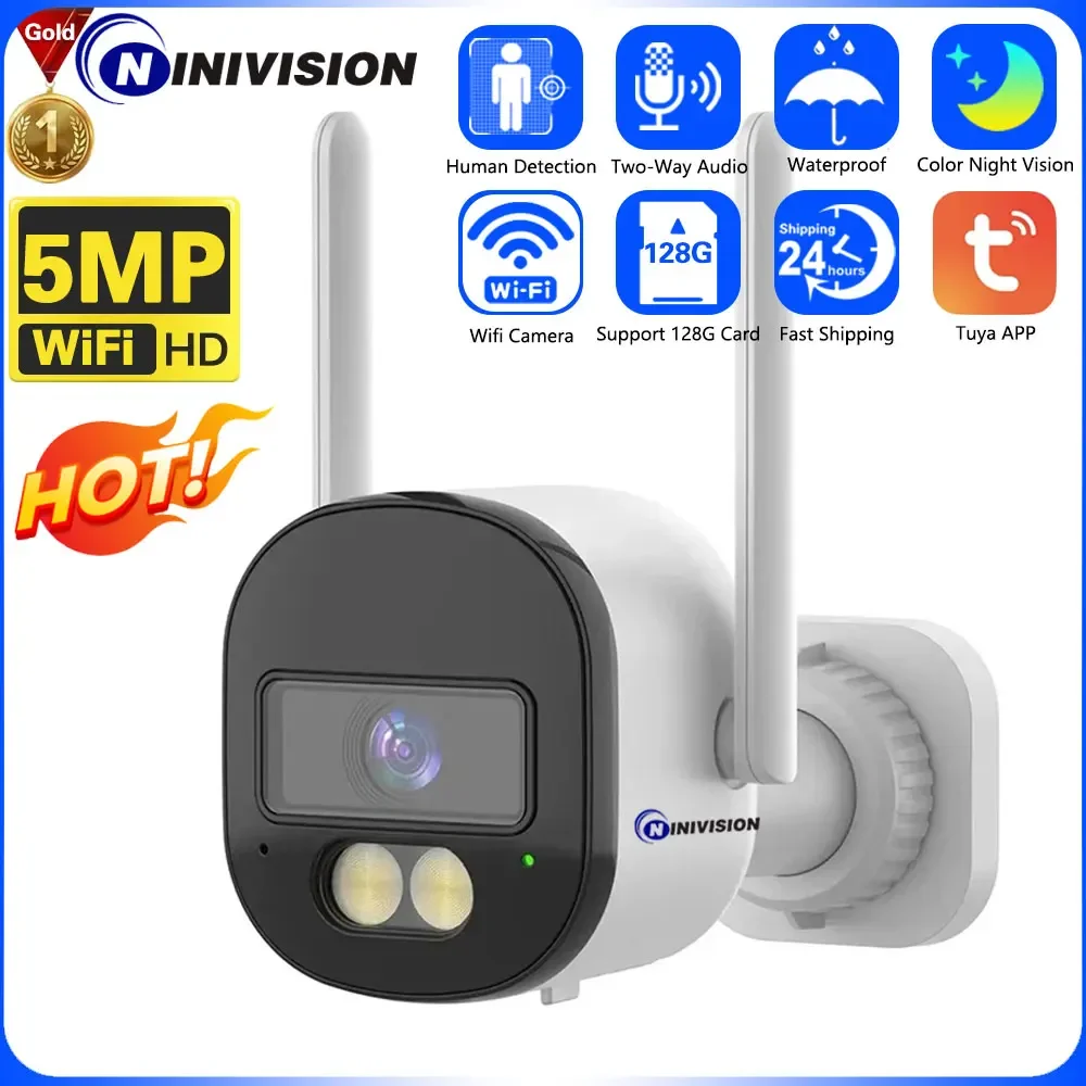 Tuya 5Mp Hd Wifi Telecamere Bullet Camera Pir Motion Detection Ir Visione Notturna Colorata Funziona Con Smart Home Ootdoor E Monitor Per Interni