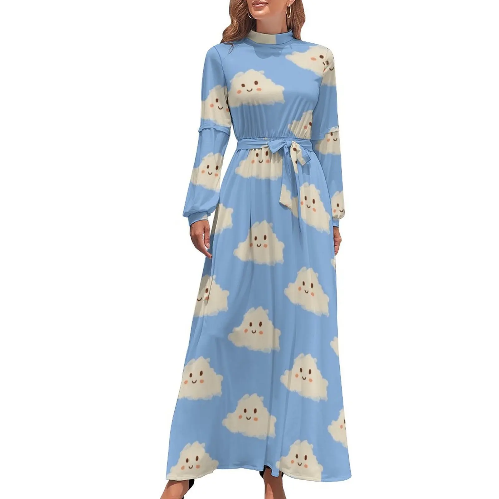 thumbnail image 1 of La linda nube. Vestido largo, estilo coreano, elegante y chic. Vestido de noche., 1 of 5