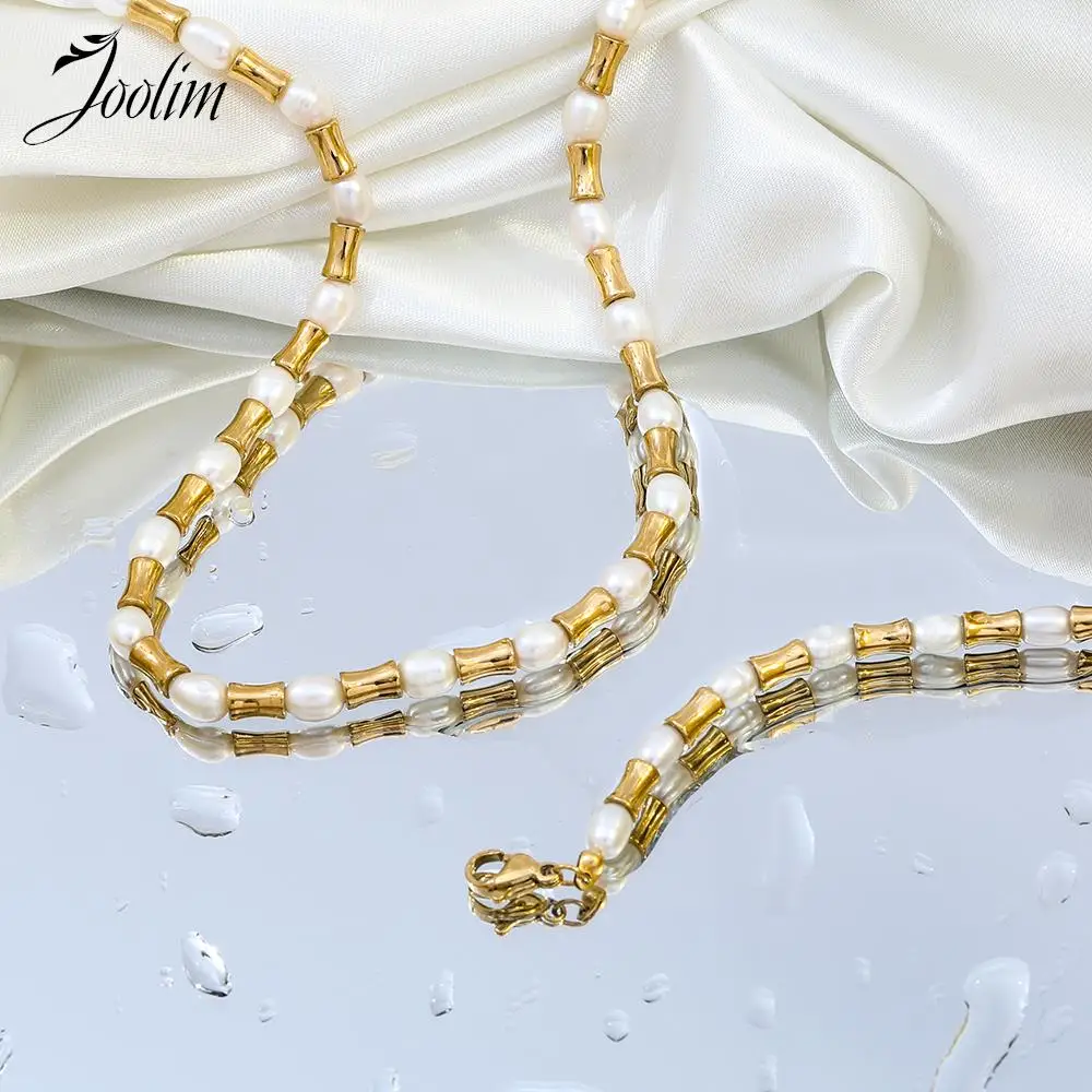 Joolim Jewelry Wholesale National Style New Retro Fresh Water Pearl Splicing Small Waist Stainless Steel Necklace for Women