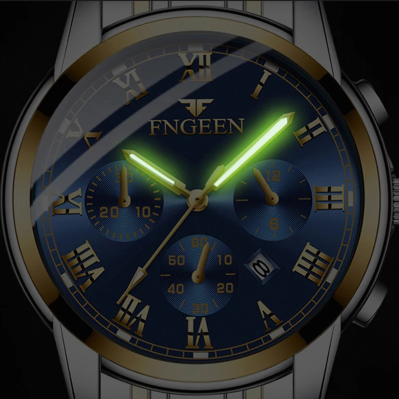 FNGEEN Men Watches 2023 Top Brand Luxury Waterproof Date Clock Male Steel Strap Casual Quartz Watch Sports Wrist Watch Men 4006 5