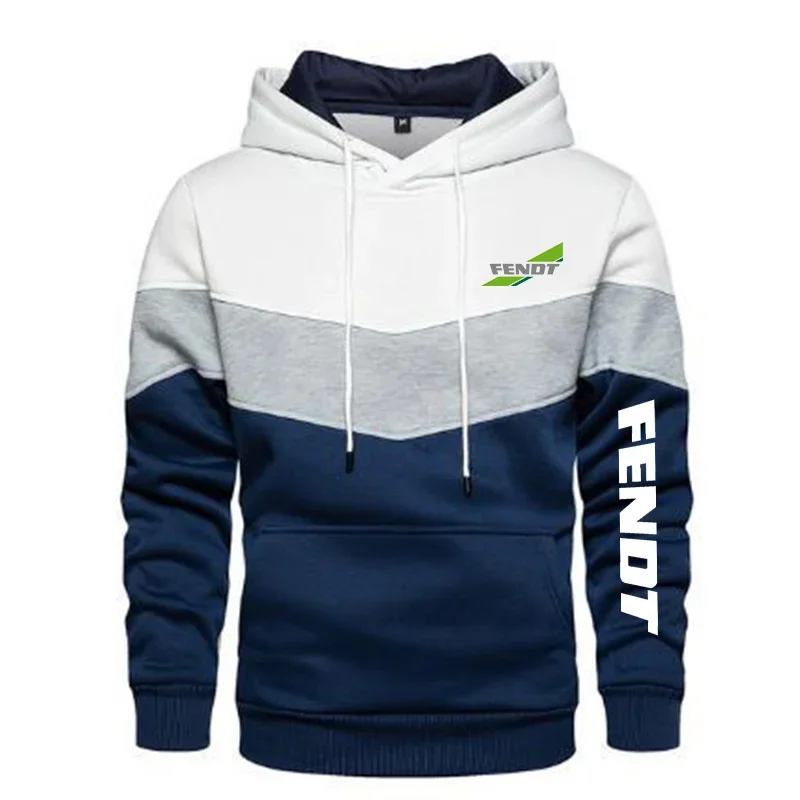 

New Spring Autumn Men's Fendt Logo Patchwork Color Pullover Long Sleeve Hoodie Fashion Cotton Hoody Sweatshirt