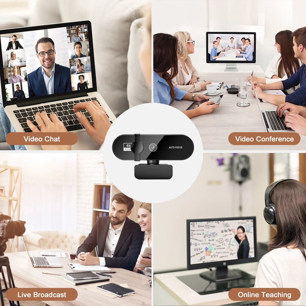 Ultra HD USB Webcam with Microphone and Auto Focus