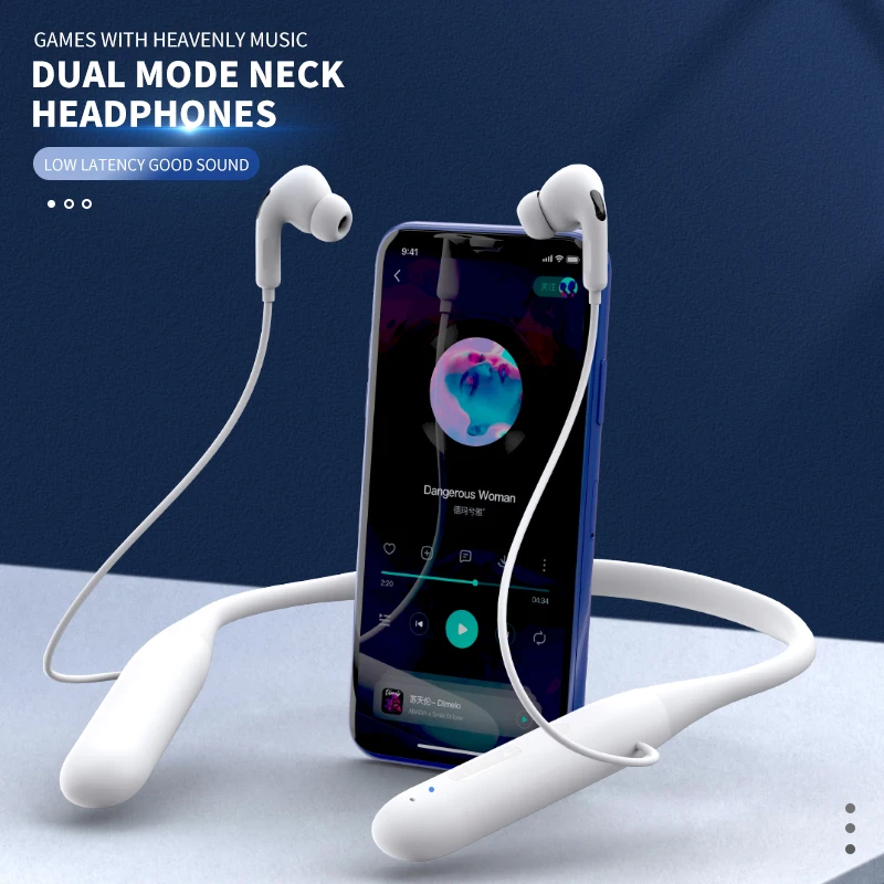 Wireless Bluetooth earphone Hearing aid Magnetic extra long standby neck hanging waterproof sports earphone with ear back