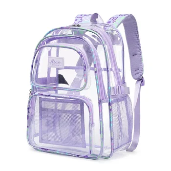 2025 New PVC Transparent Large Capacity Casual Backpack Women's School Bag Campus Travel Bag Bookbag Computer Bag 1