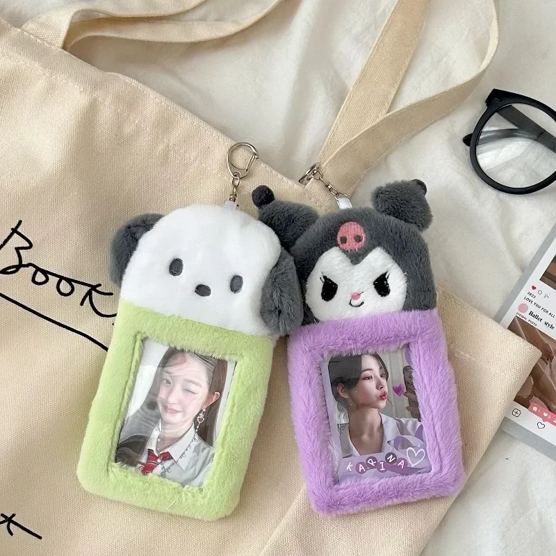 산리오 헬로 키티 봉제 ID 카드홀더 사진 앨범 가방, 쿠로미 시나모롤 마이 멜로디 장난감 펜던트 키체인 액세서리, 소녀 선물