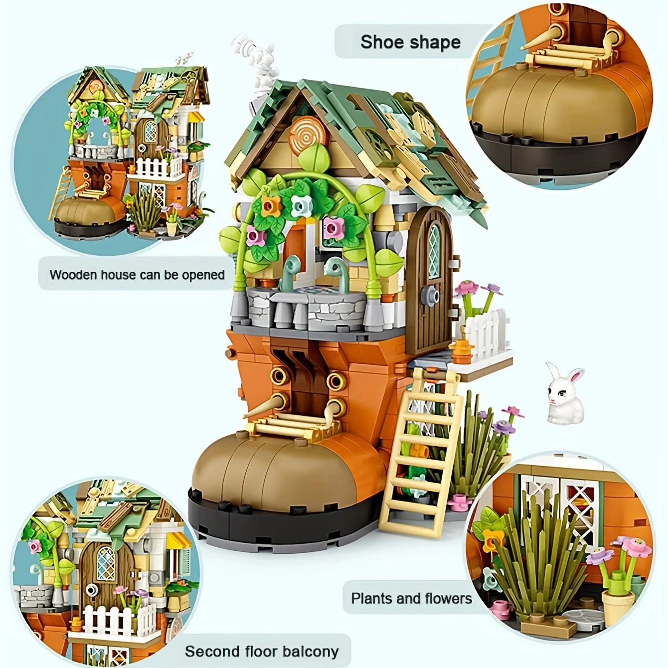 World Architecture Dwarf Hut Shoe House - Ladder Garden Mini Blocks Building Set for Adults - Unique Christmas Gift & Home Decor