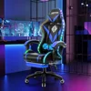 Gaming Chair with Massage and LED Lights Ergonomic Video Game Chairs with Footrest High Back Reclining Computer Chair 5