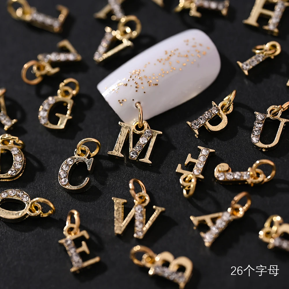 10Pcs 3D Letter Nail Charms Luxury Alloy Alphabet Rhinestones Jewelry 5*6mm  A-Z Crystal Diamond Letter Manicure Decoration^HD-4H - AliExpress