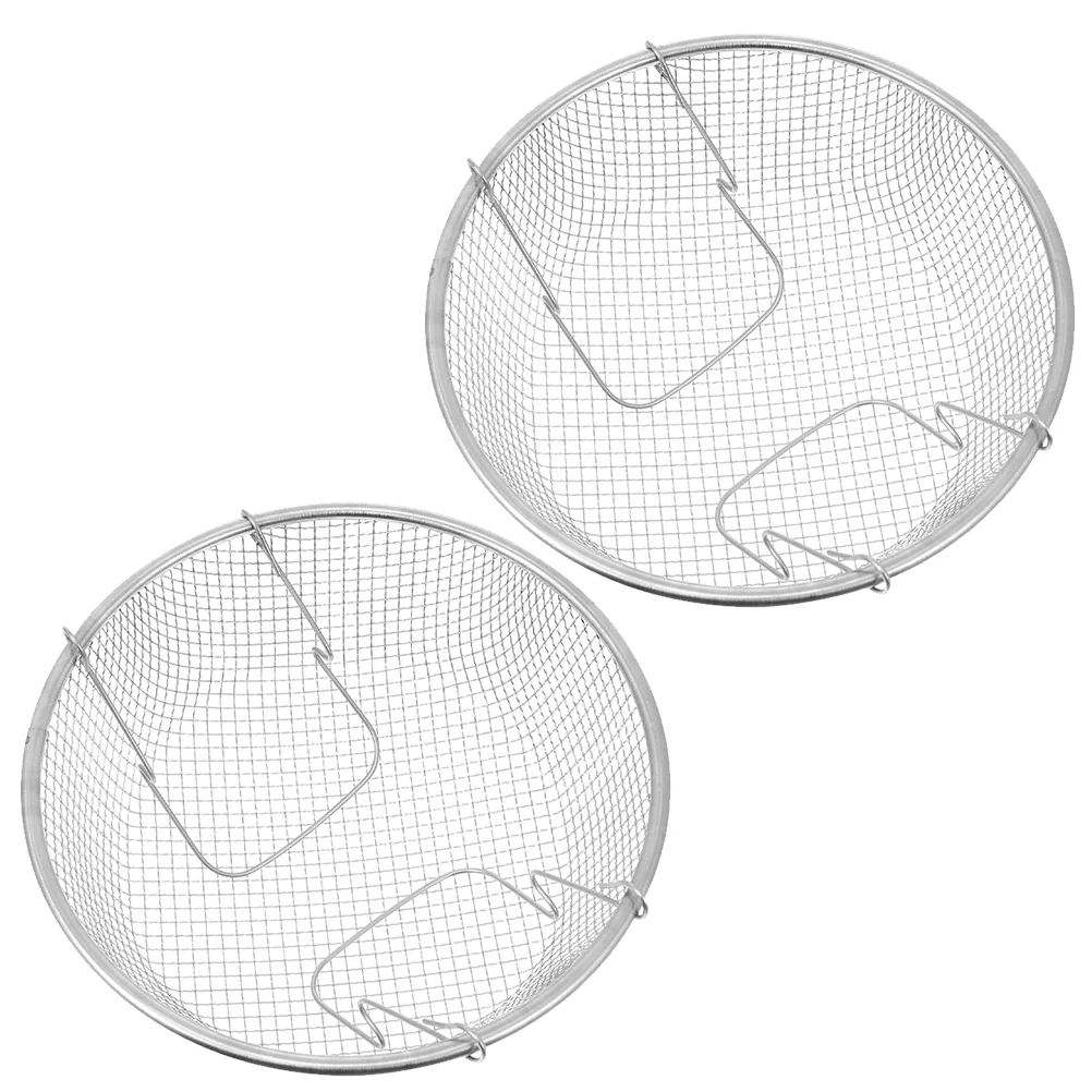 

2 Pcs Stainless Steel Frying Basket Mesh Filter Metal Silk Screen Potato Cooking Strainer Food Fried Wire Round Chip
