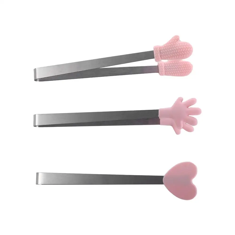 Silicone BBQ Grilling Tong Kitchen Cooking Salad Bread Serving Tong Non-Stick Barbecue Clip Clamp Stainless Steel Kitchen Gadget