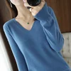 Autumn/Winter Women's Pullover Sweater New Style V-Neck Knit Base Layer Top Sheepswool Base Layer Loose-Fit Sweater Wholesale 2