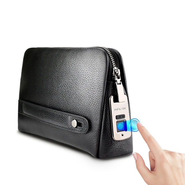 Man`s Fingerprint Lock Handbag Security Wallet - AliExpress