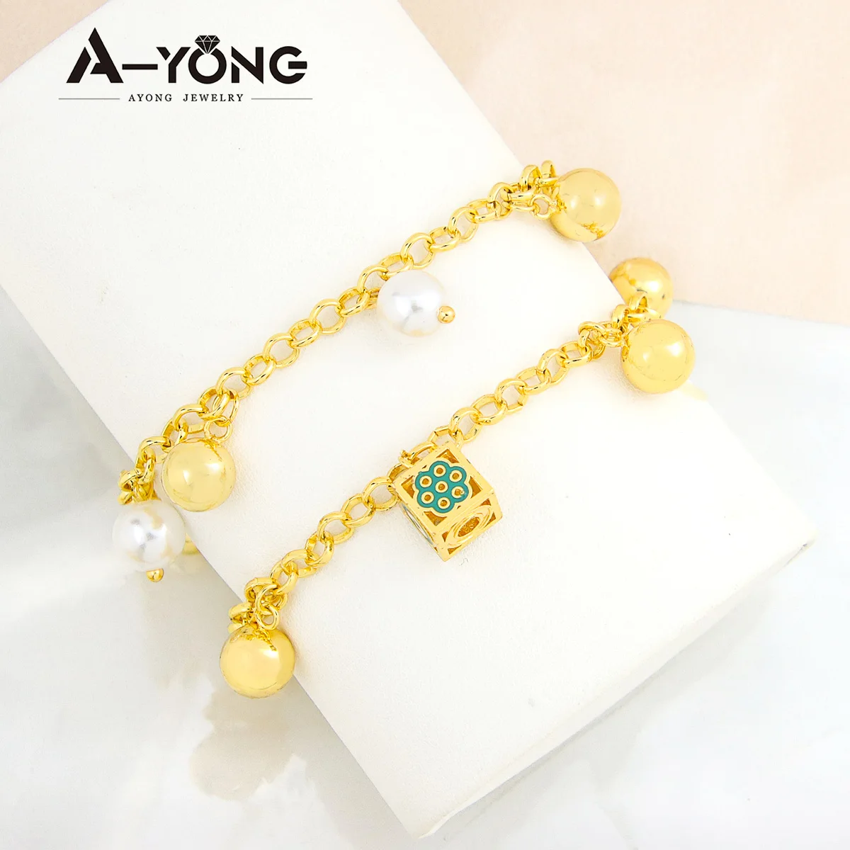 Arabische Mode Münzen Armband 21k vergoldet türkische schicke quadratische Anhänger Ketten Dubai muslimische Frauen Hochzeit Party Gold Schmuck – Detail 3