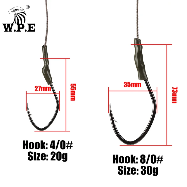 W.P.E Catfish Hook Rig 1pcs 8/0# Braided Fishing Line Swivel Ring