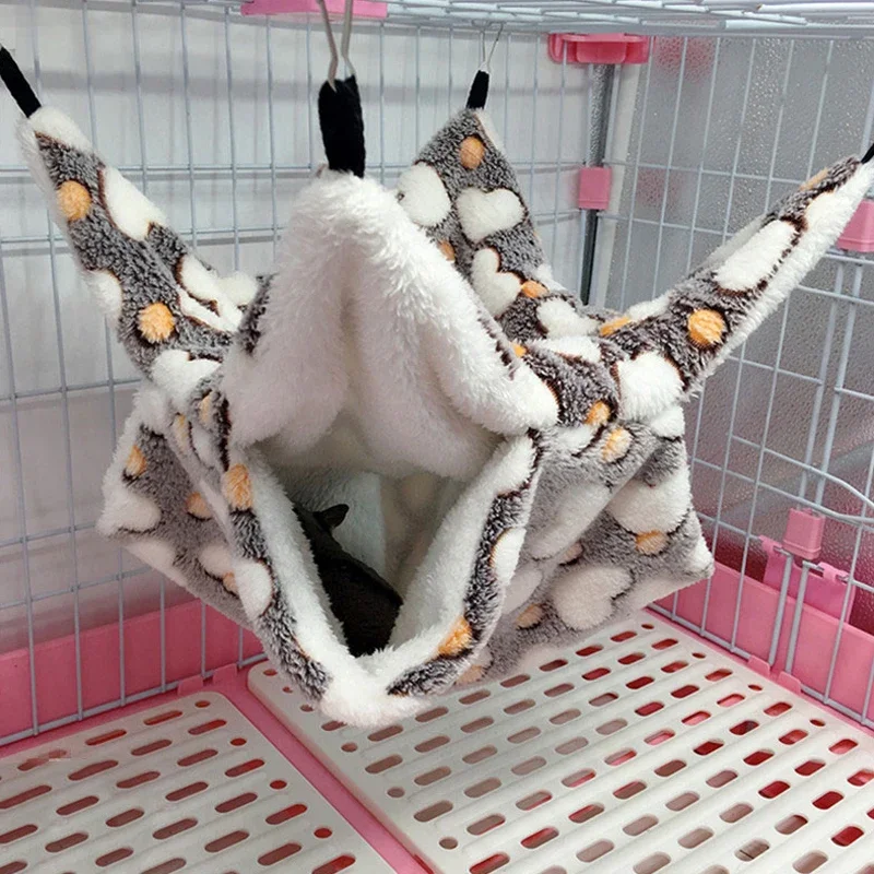 Pet Hammock for Rats Double Thick Plush Winter Warm Bed for Hamster House Nest Sleeping Bag Hanging Tree Bed Guinea Pig Supplies