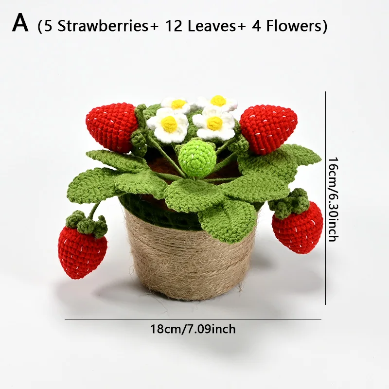 Handgemachte gehäkelte Erdbeeren Bonsai, künstliche Pflanzen im Topf für  kreative Geschenk idee, niedliche Schreibtisch dekoration für Büro/Zuhause/ Wohnzimmer - AliExpress