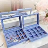 Velvet Jewelry Display Box with Glass Lid 20*15*5cm Flocking Jewelry Organizer for Ring/Earring/Bracelet/Necklace Storage Case 3