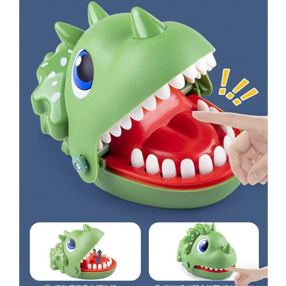 Triceratops Shape Hand-biting Crocodile Scary Toy Odorless Extract Teeth Dinosaur Bite Fingers Toy Cartoon Safe