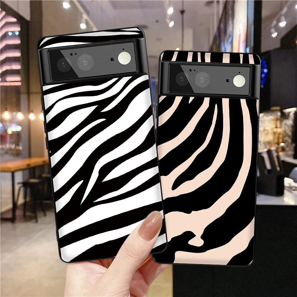 Black And White Stripes Case For Google Pixel 7Pro 7 6A 6 6Pro 5 5A 5G 4Xl 4 3Xl 3 3A 3Axl 4A Luxury Soft Tpu Cover Capinha
