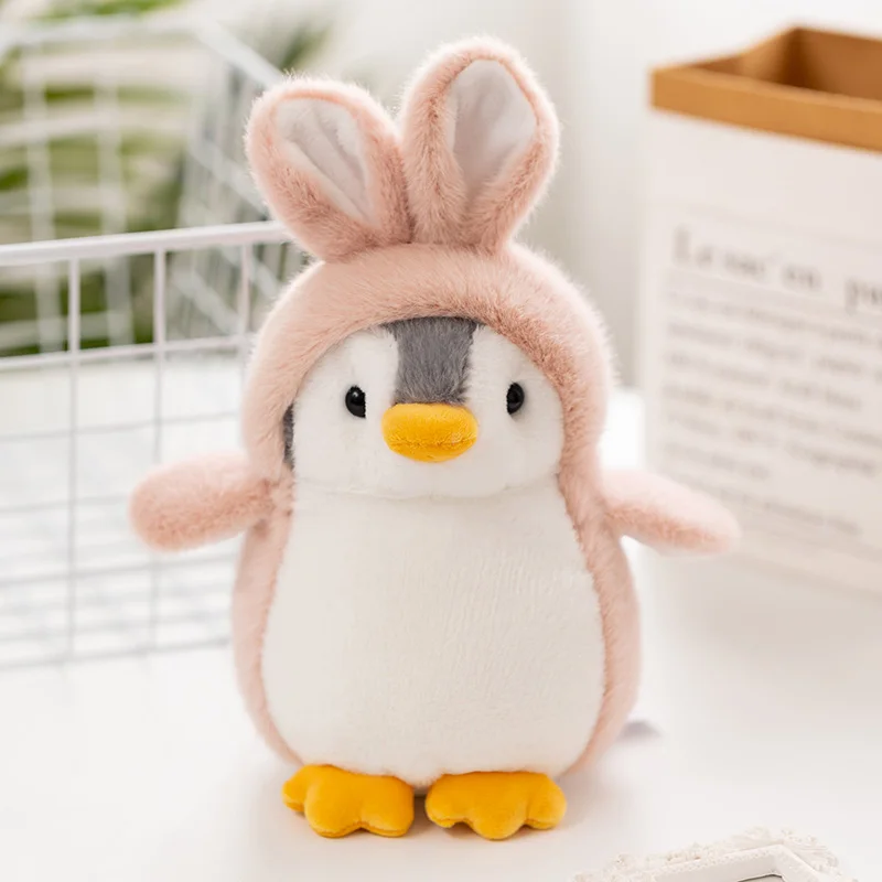 Pingüinos de peluche Kawaii, pingüino de peluche suave con unicornio/dinosaurio/conejo, disfraz de juguete para niñas, regalo de cumpleaños, fiesta