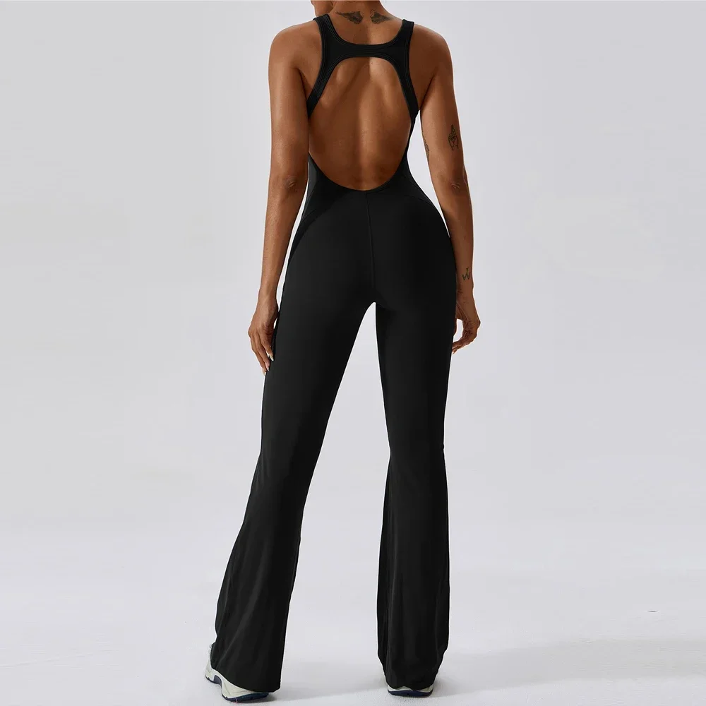 

Women Fashion Hollow Backless Long Sport Jumpsuits Fitness Overalls to Lift The Buttocks Belly Quick-drying Tight Yoga Clothing