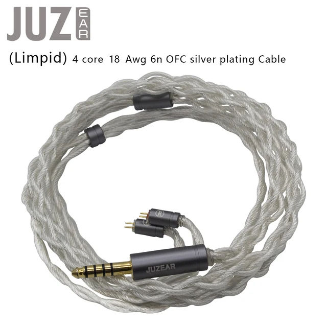 JUZEAR Limpid IEM Cable 4 Core 18 Awg 6N OFC Copper Silver JUZEAR Limpid IEM Cable 4 Core 18 Awg 6N OFC Copper Silver