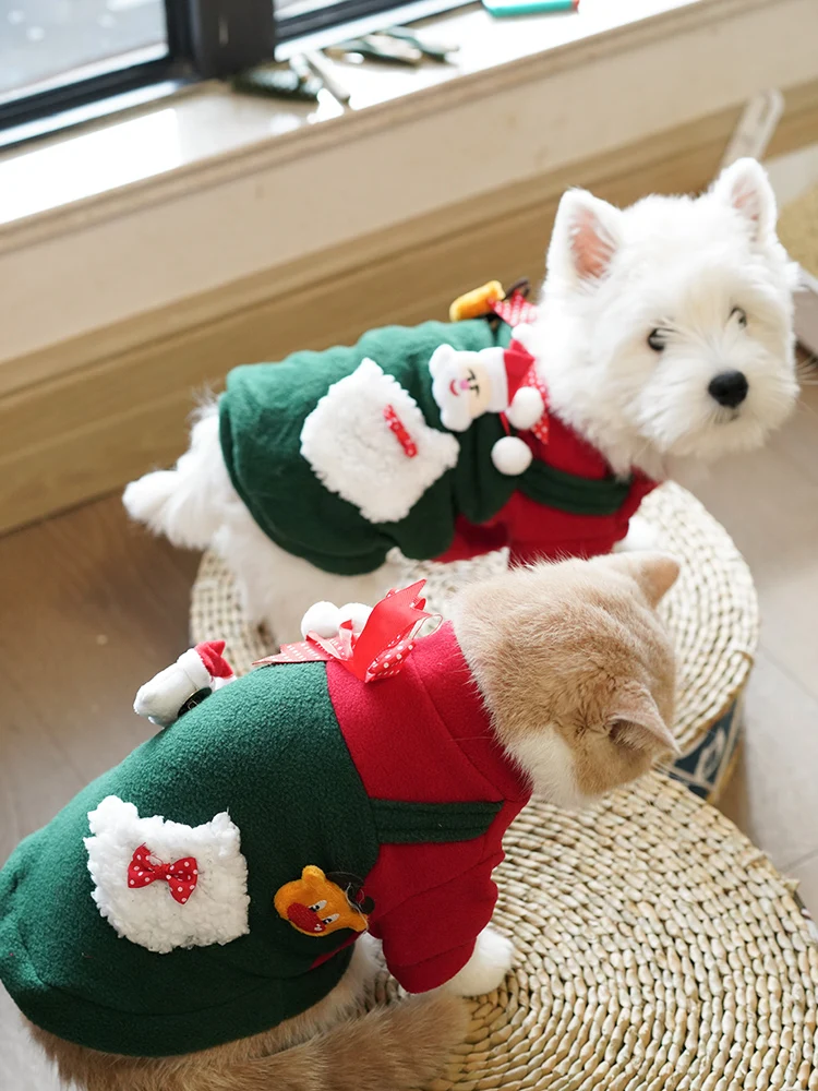 

Cat Clothes Holiday Christmas Dress Winter Warm Dog Coat New Year Cute Small Breeder Outfit