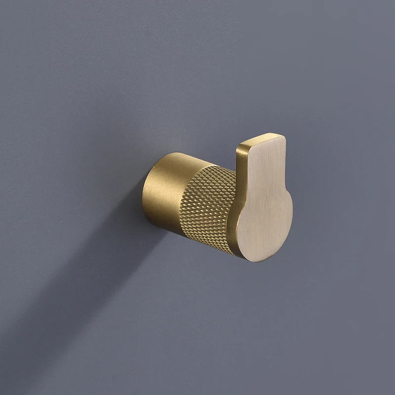 High Quality Brushed Gold Towel Rack Brass Knurled Towel Bar Bathrobe Hook Spare Toilet Paper Holder Bathroom Accessories