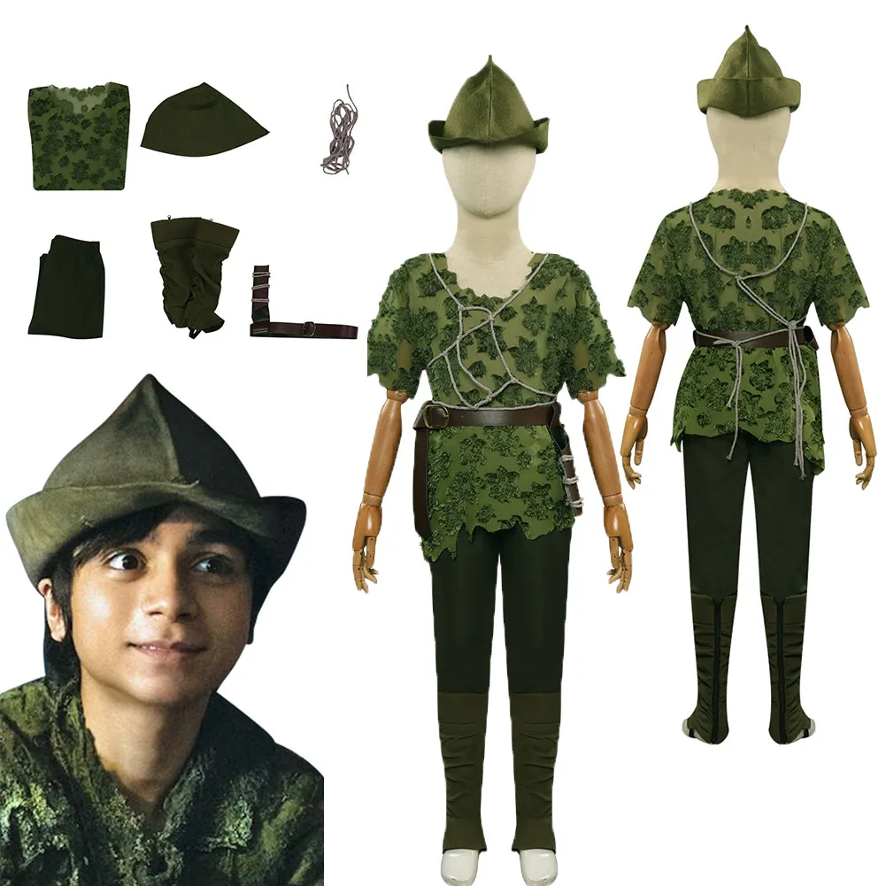 

Kids Peter Pan Cosplay Costume Top Pants Hat Peter Pan and Wendy Roleplay Outfit Children Halloween Carnival Party Disguise Suit