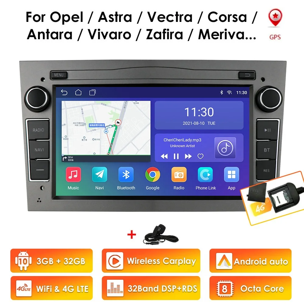 4G WIFI 2 Din Android 11 Car NODVD GPS Navigation radio for Opel Astra H G J Antara vectra c b Vivaro astra H corsa c d zafira b portable movie player for car Car Multimedia Players