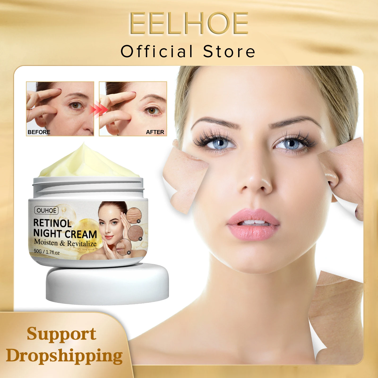 Retinol Moisturizer Night Cream Antiwinkle Whitening Brightening Face