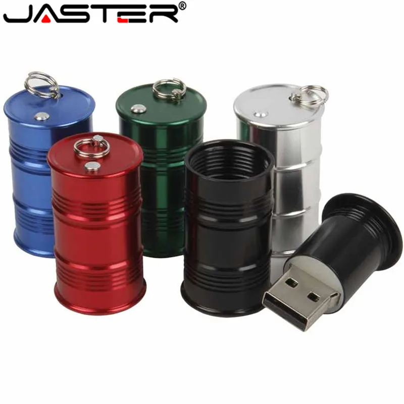 Jaster-metal Tambor de Óleo Vermelho Usb Flash Drive Real Capacidade Flash Disk Pen Drive Presente Atacado 4gb 8gb 16gb 32gb 64gb