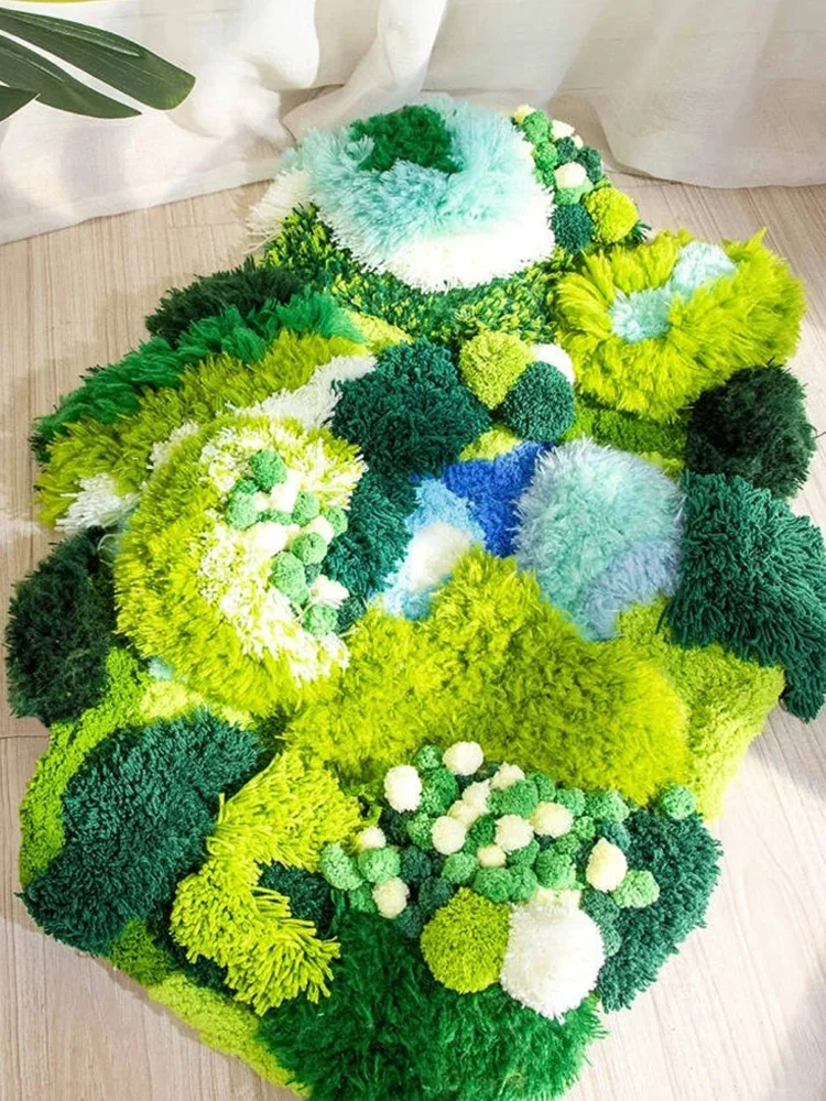 Forest Moss Carpet DIY Material Kit Yarn Blanket Crochet Sofa Window  Cuion Foot Pad Hand Knitted Wool Yarn