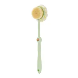Dual-Sided Silicone Shower Body Brush with Long Handle for Exfoliating and Massaging (Green)