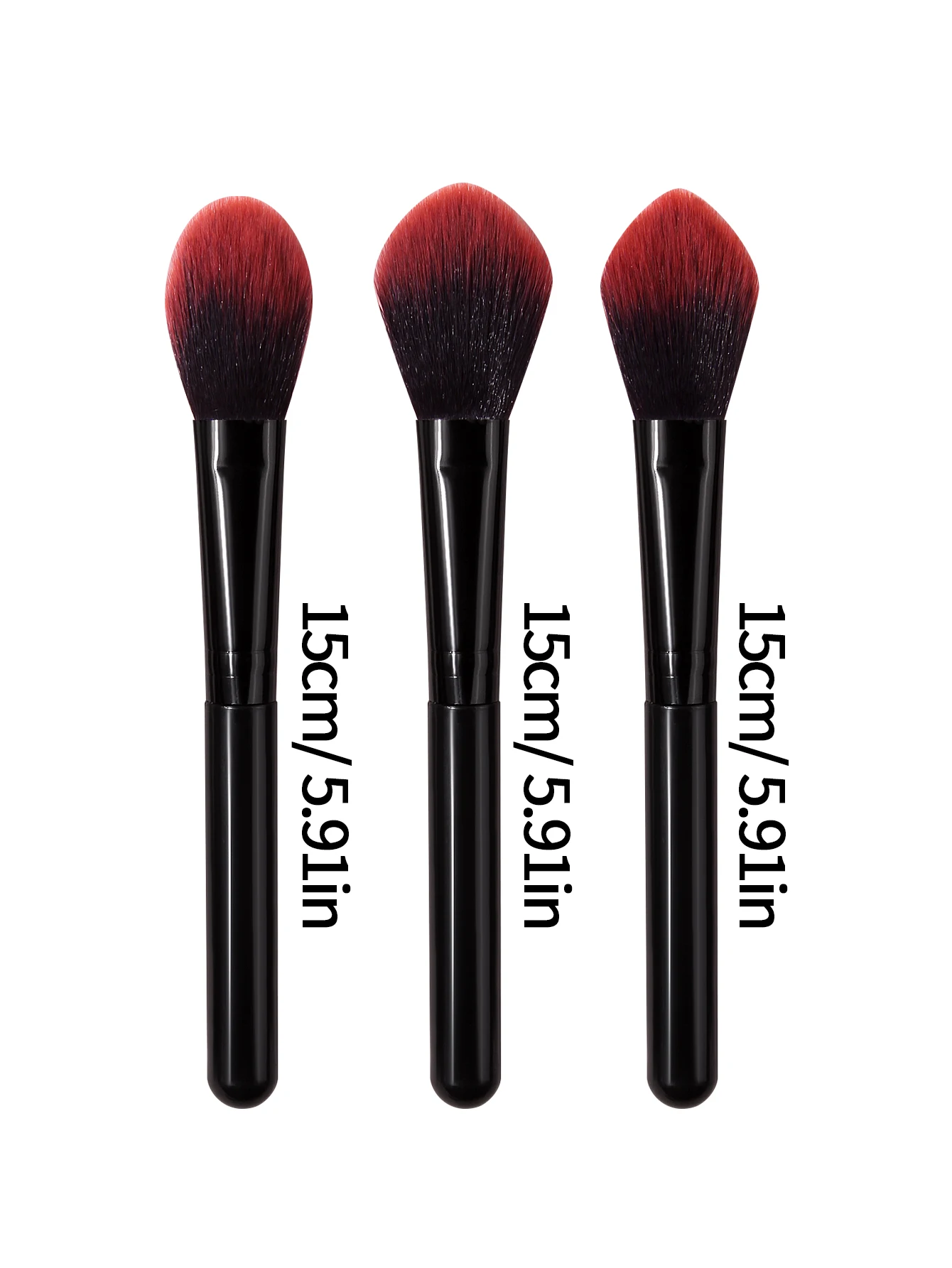 3PCS 블랙 플레임 블러쉬 브러쉬, 하이라이트 브러쉬, 초보자 메이크업 브러쉬, 다기능 휴대용 가정 및 여행 메이크업 도구