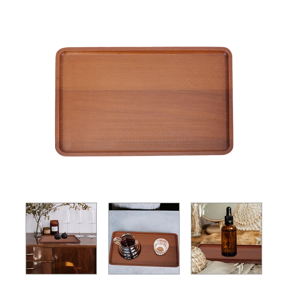 

Rectangular Wooden Plate Vanity Tray for Dresser Decorative Trays Tea Room Natural