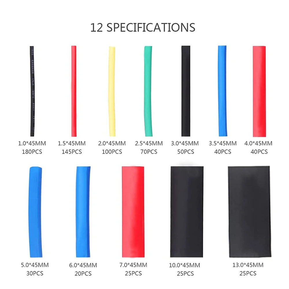 Heat Shrink Insulation Sleeving Thermal Casing Car Electrical Cable Tube 750Pcs