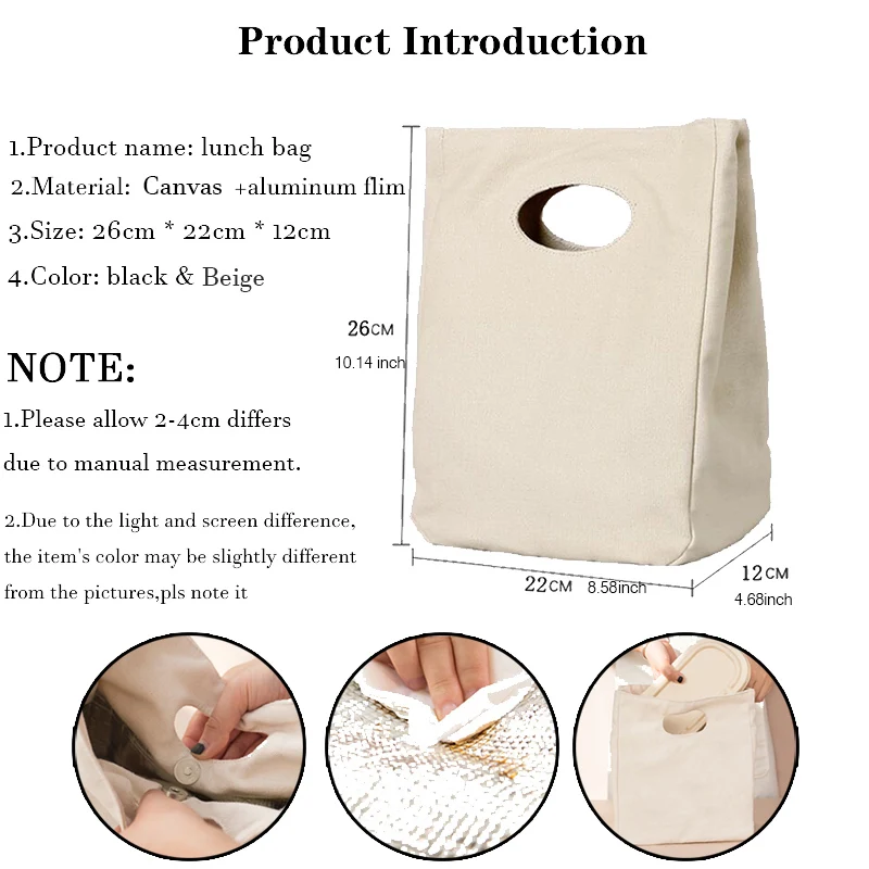 Women Lunch Bag Insulated Cooler Thermal Portable Ice Pack Picnic