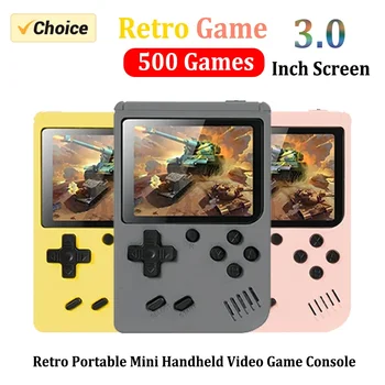 Console Arcade Retro con 500+ Giochi Classici Integrati, Schermo LCD a Colori da 3.0 Pollici, 8-Bit, per TV, Videogiochi Portatili, Regalo per Ragazzi e Bambini