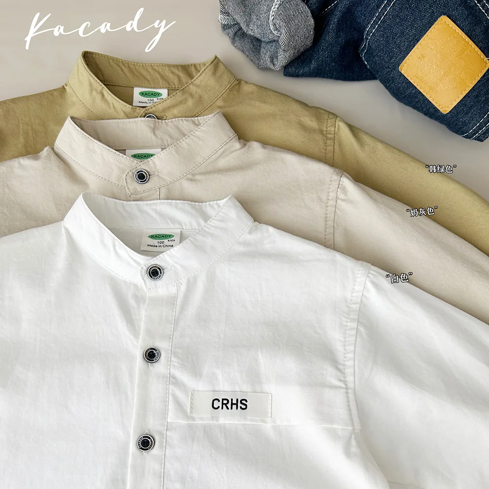 Autumn 3-10 Years Boys Casual Long Sleeve Blouse Three Colors Cotton Shirt