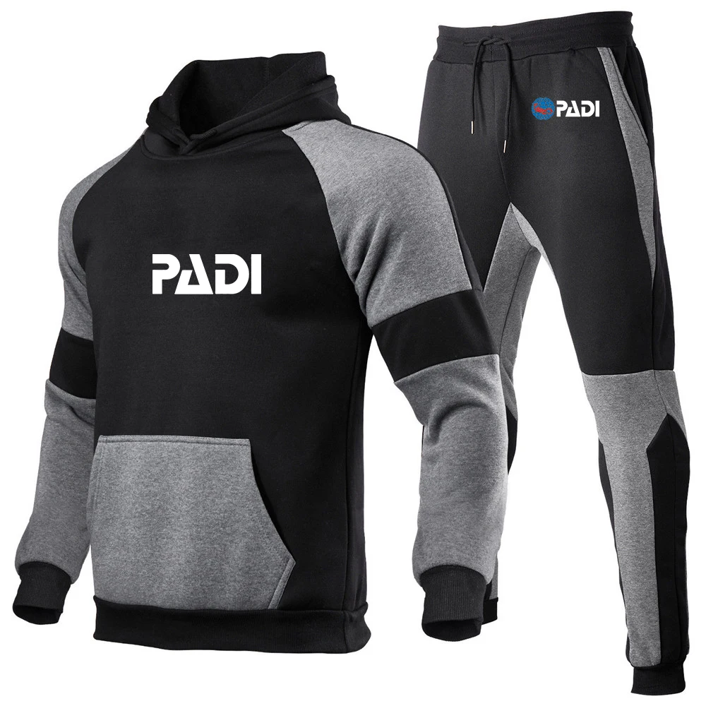 Brand new winter men's diving driver Padi new splicing hoodie+running pants sports casual sweatshirt sportswear hooded sportswea