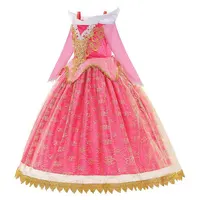 Robe de princesse Aurora de la Belle au bois dormant Disney 2026 pour fille, déguisement à épaules dénudées, cadeau pour enfant, robe de soirée élégante pour bébé, ensemble en dentelle fine 4