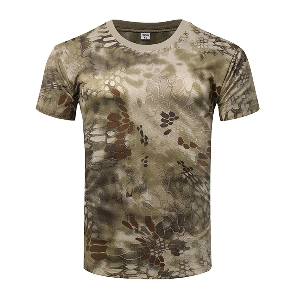Short-sleeved Camouflage Shirt for Men Quick-drying Shirt Fitness Training Suit Camping Shirt Outdoor Clothing