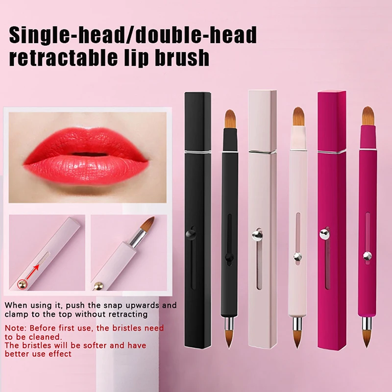 Portable Soft Retractable Lip Brush Double Head Makeup Brush With Cover Lipstick Brush Concealer Brushes Beauty Brush Tool 1