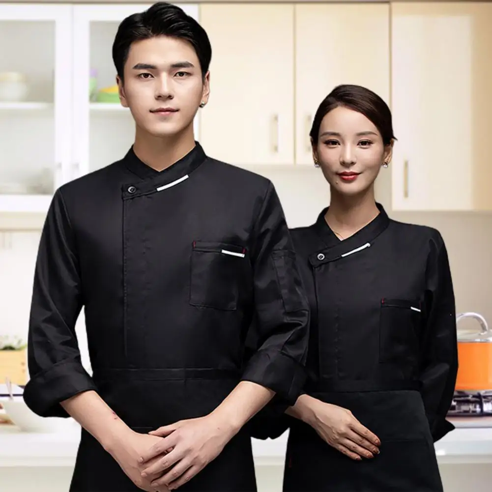 Chef Uniform Dessert Shirt Stylish Washable Patch Pocket Unisex Chef Bakery Top Uniform Daily Wear Chef Top Clothes