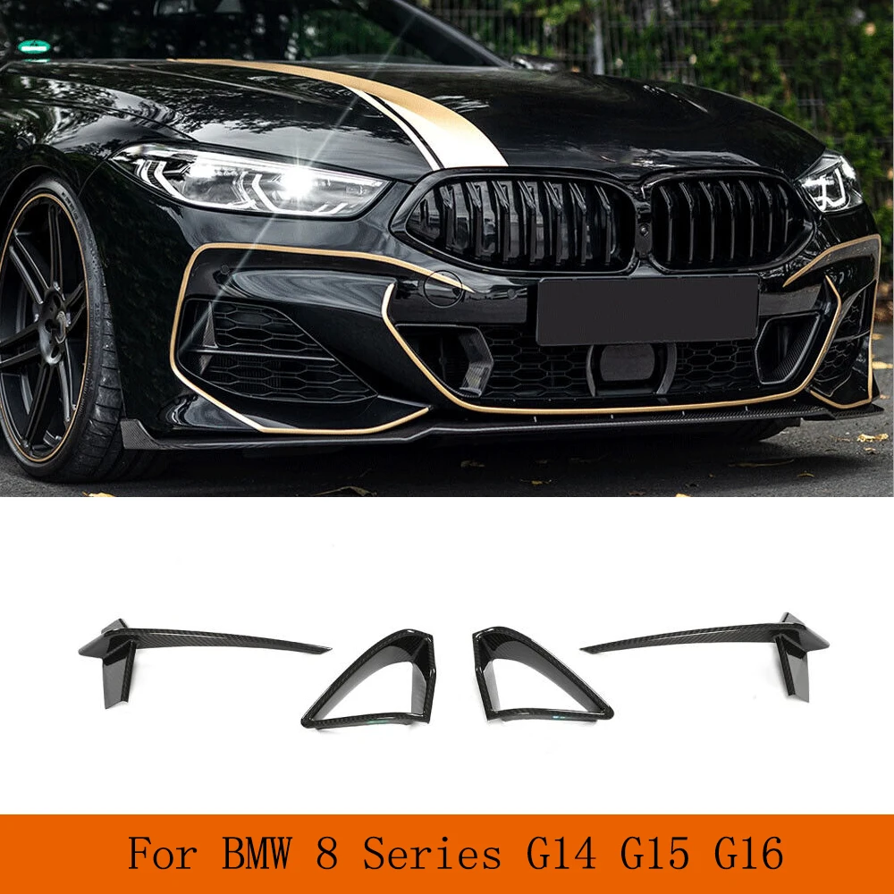 REAL CARBON Front Bumper Lip Spoiler For BMW 8 Series G14 G15 G16 M850i