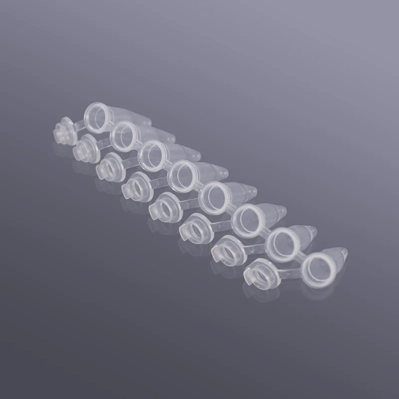 LABSELECT Eight row tubes with flat cover, Connected lid, 0.2ml PCR Tubes & Strips, 120 rows/carton, PST-0208-AFT-C