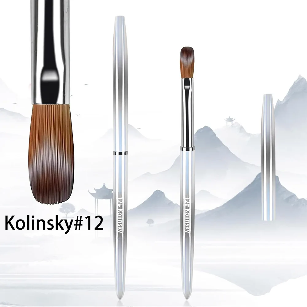 #8-#12 Kolinsky Acrylic Nail Brush Set 3D Pure Handmade Nail Brushes For Acrylic Application Professional Nail Art Brush