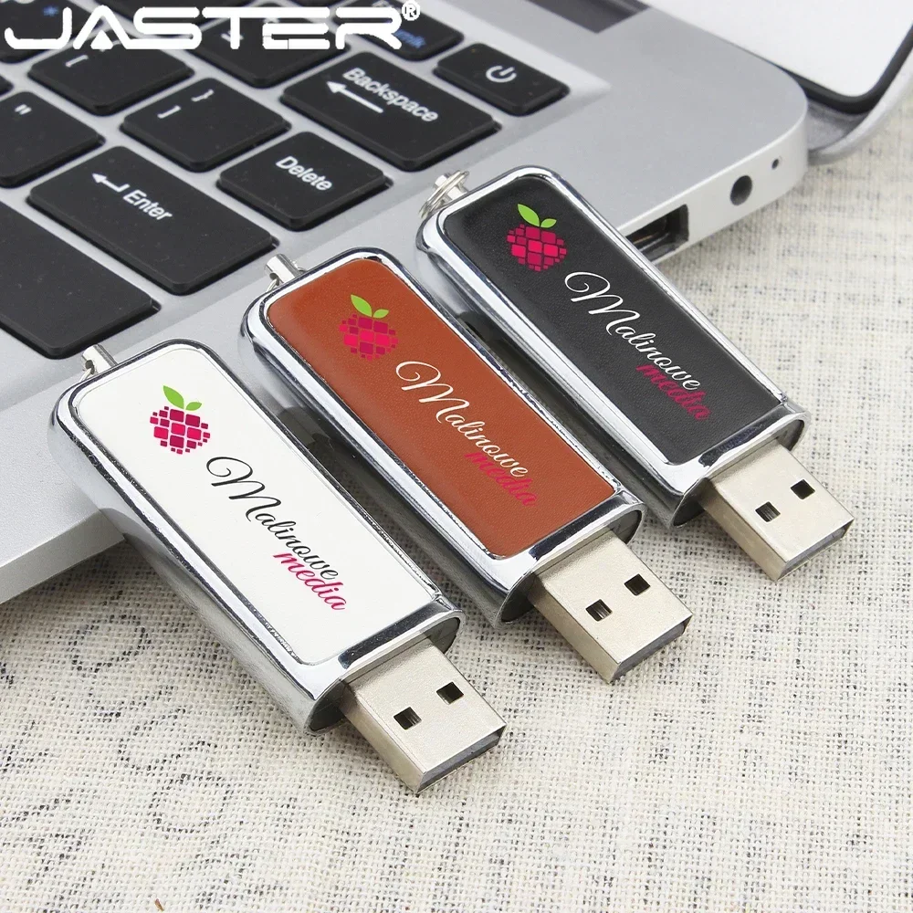 Jaster-usb 2.0 Flash Drives de Couro Marrom Logotipo Empresarial Pen Drive Fashion u Disk Cor Livre 128gb 64gb 32gb 64gb - Imagem 3